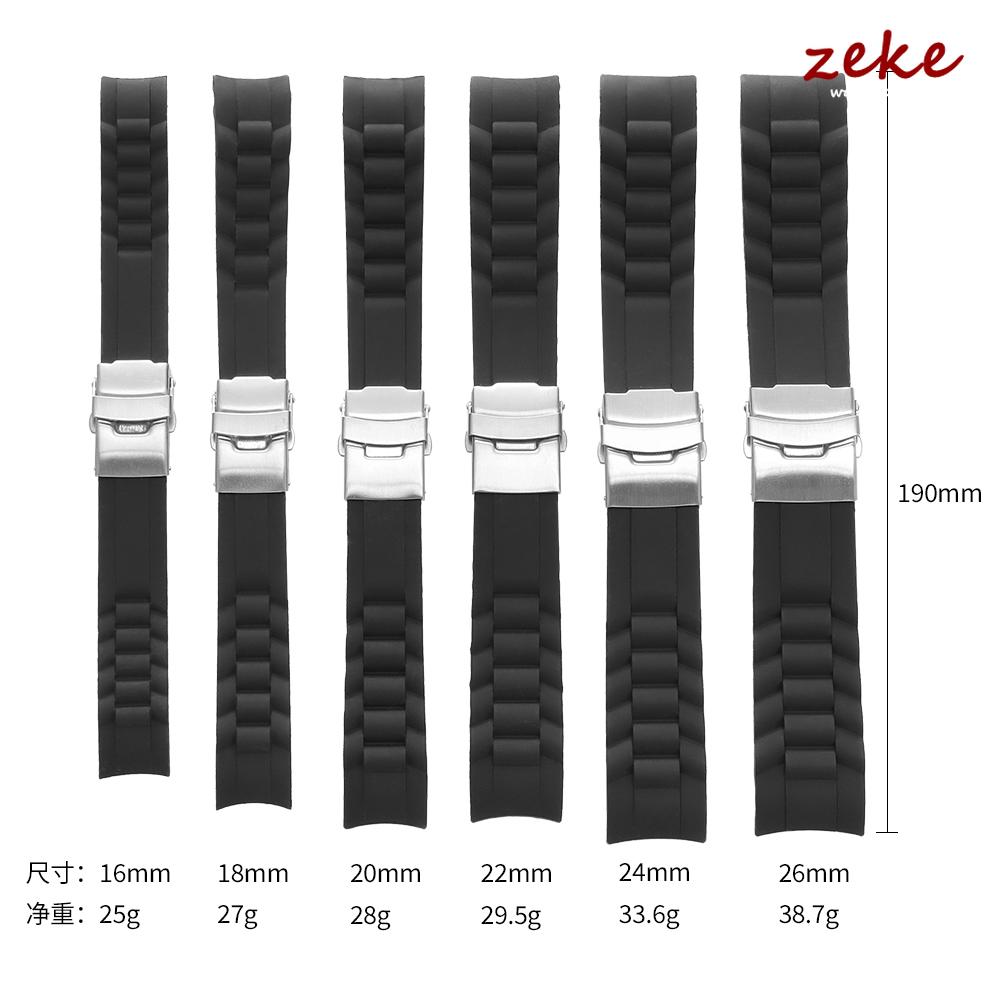 Curved End Strap Silicone 16mm 18mm 20mm 22mm 24mm 26mm Watch Band Folding Buckle Sport Wristband Men Women Replacement Bracelet