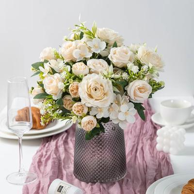 Artificial Flowers Silk Rose Blub Outdoor Yard Garden Wedding Bridal Bouquet Vase Home Room Decor Festival Wreath Diy Gift Cheap