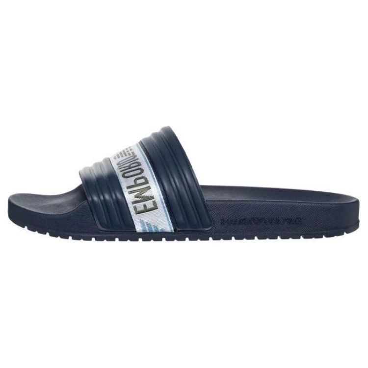 Emporio Armani Round Toe Thick Sole Slip-On Sandals Men sandals Blue XVPS06XN999T637 39