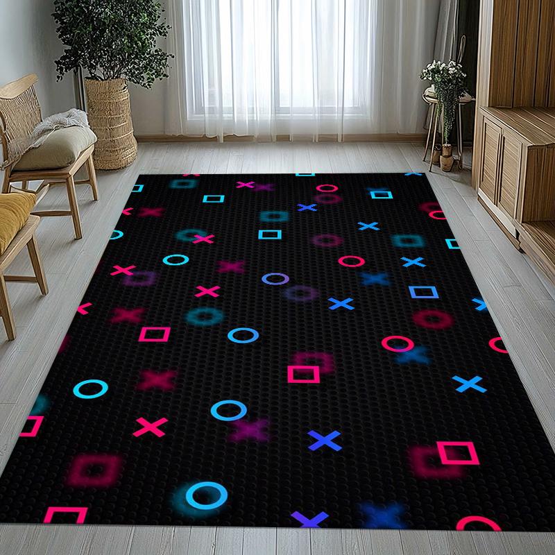 Cartoon Game Gamer Zone Controller Logo Living Room Non-Slip Area Rug Soft Carpet for Bedroom Playroom Sofa,Home Decor Doormat