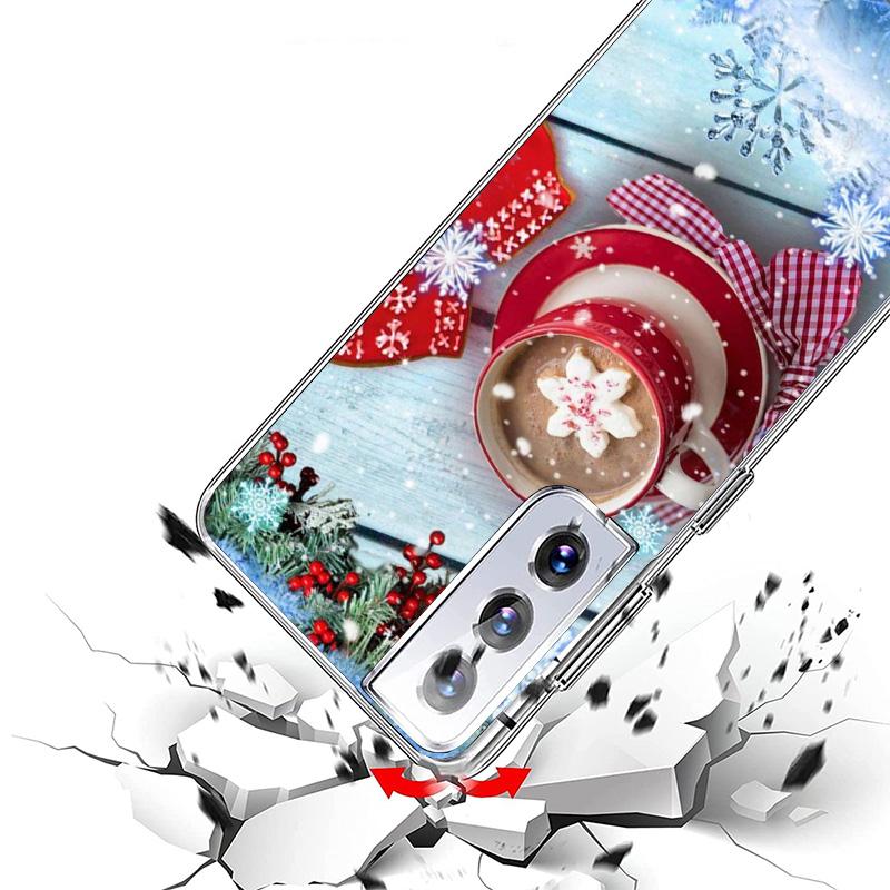 Winter Coffee Christmas Phone Case For Samsung Galaxy S24 S25 Edge S26 Ultra S23 S22 S21 Plus S20 FE + Personalized Print Cover