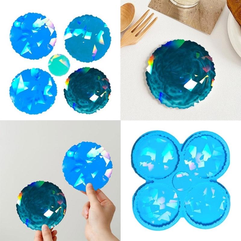 Sparkling Silicone Mold for DIY Crystal Resin Cup Mats Personalized Beverage Decorations Crafting Mould for DIY Projects