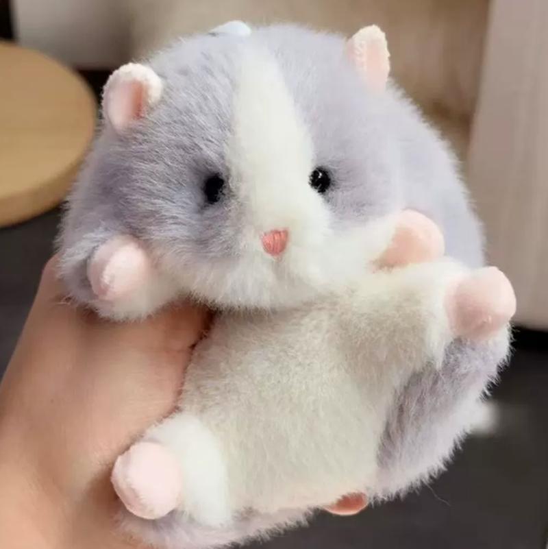Cute Golden Hamster Plush Doll Soft Fluffy Stuffed Hamster Toy Squeeze Decompress Bag Pendant Decor Relaxing Gift For Adult