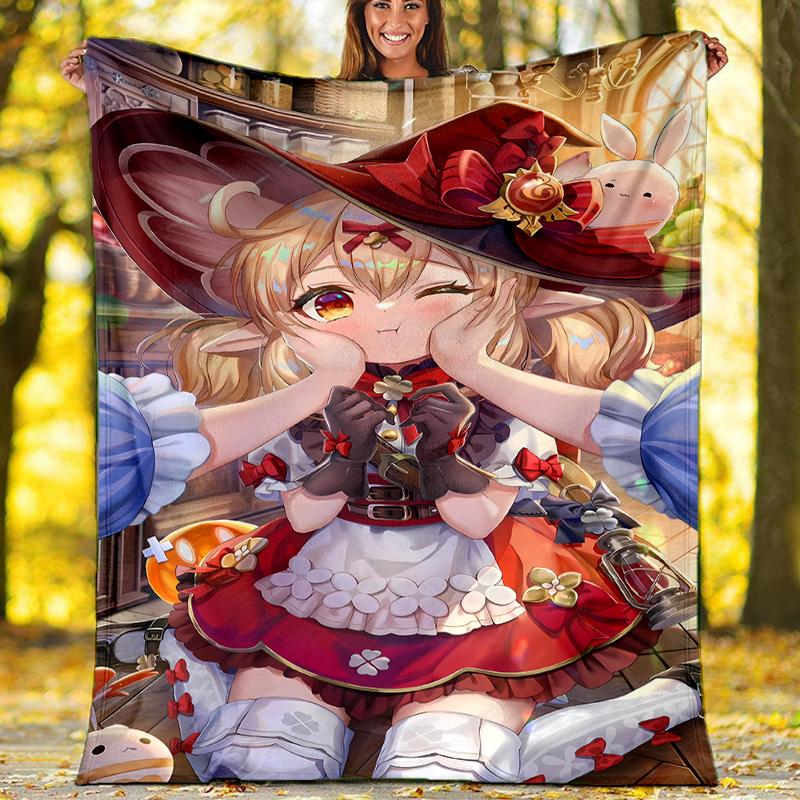 Genshin Impact characters printed throw blanket—soft,warm;versatile blanket for all seasons—perfect as &air-conditioning throw,nap blanket