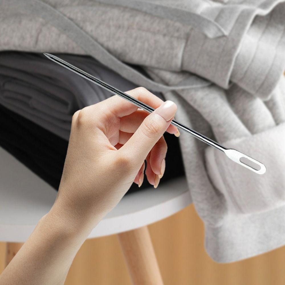 2pcs Silver Rope Threader Metal Threading Needle Sewing Needles Elastic Cord Threader Sewing