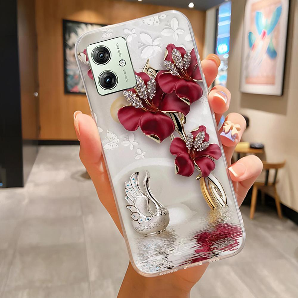 Soft Case For Moto G54 5G Case MotoG54 Silicone Phone Back Cover For Motorola Moto G54 Case XT-2343-1 Flower Love Heart Fundas