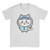 Men T-Shirt Hachiware In Blue Pajamas Chiikawa Humorous Pure Cotton Tee Shirt Short Sleeve T Shirt Crewneck Tops Birthday Gift