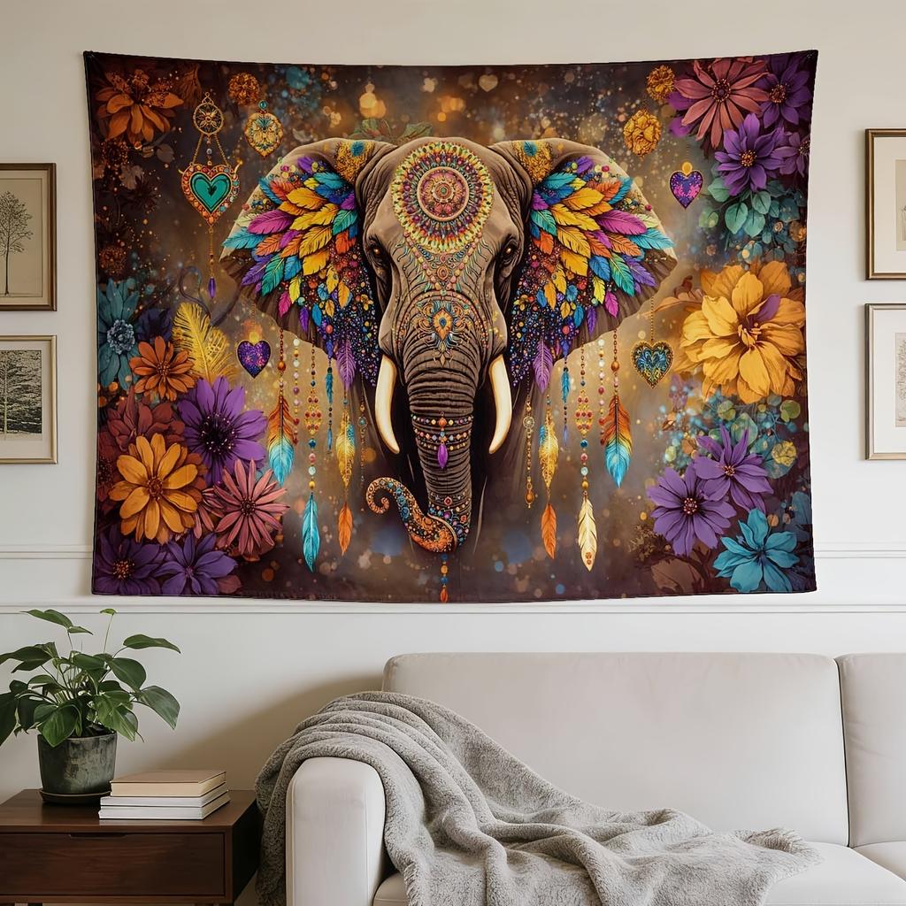A Stylish Tapestry, Psychedelic Elephant Art,perfect for Sprucing up Wall Decor in Homes, Dorms and Bedrooms.