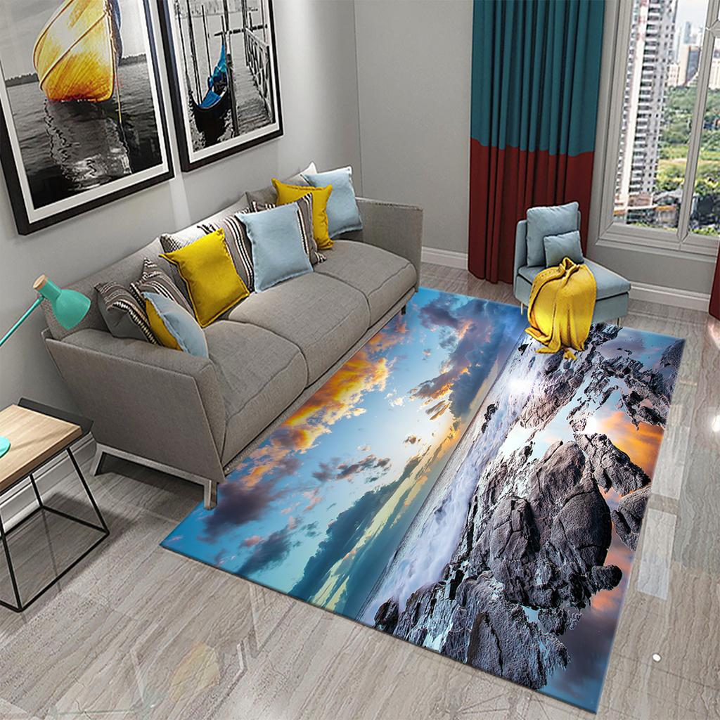 Bathroom Toilet Bedroom Kitchen Living Room Non-slip Floor Mat Sunset Ocean Beach Sky Landscape Rug