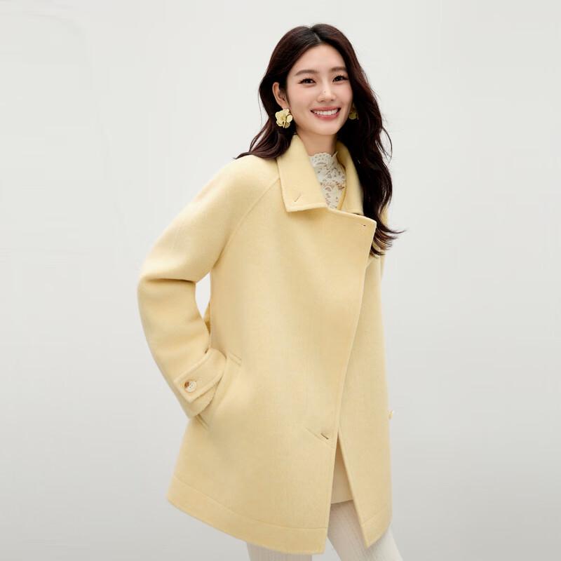 Qiushui Yiren Women's Oblique Placket Wool Jacket Coat