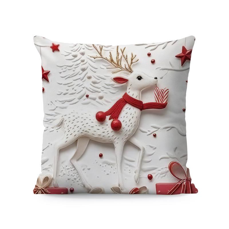Hot Sale Blue Snowman & Santa Christmas Pillowcase - Festive Sofa Cushion Cover