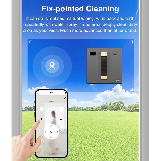 Robot Window Vacuum Cleaner ABIR WD8,Dual Ultrasonic Spray, APP&Remote Control, Smart Home Glass Mop,Auto Wall Cleaning Robot