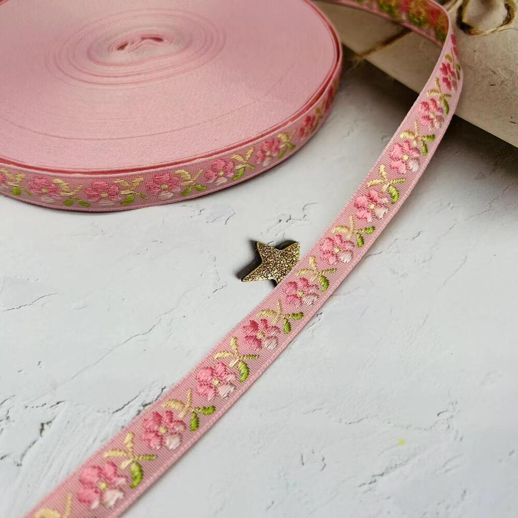 1.2Cm Ethnic Style Small Flower Jacquard Webbing Festival Decorative Ribbon Jewelry Clothing Luggage Accessories