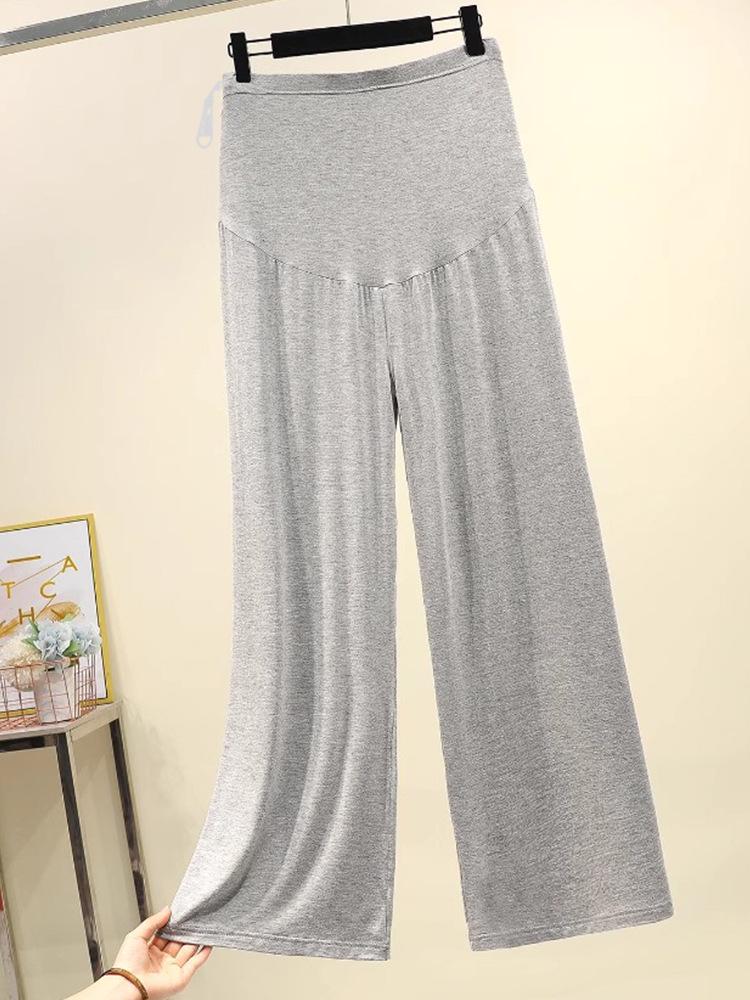 Summer Modal Wide-Leg Maternity Pants: Thin, Loose, Belly Support, Fashionable Casual Style