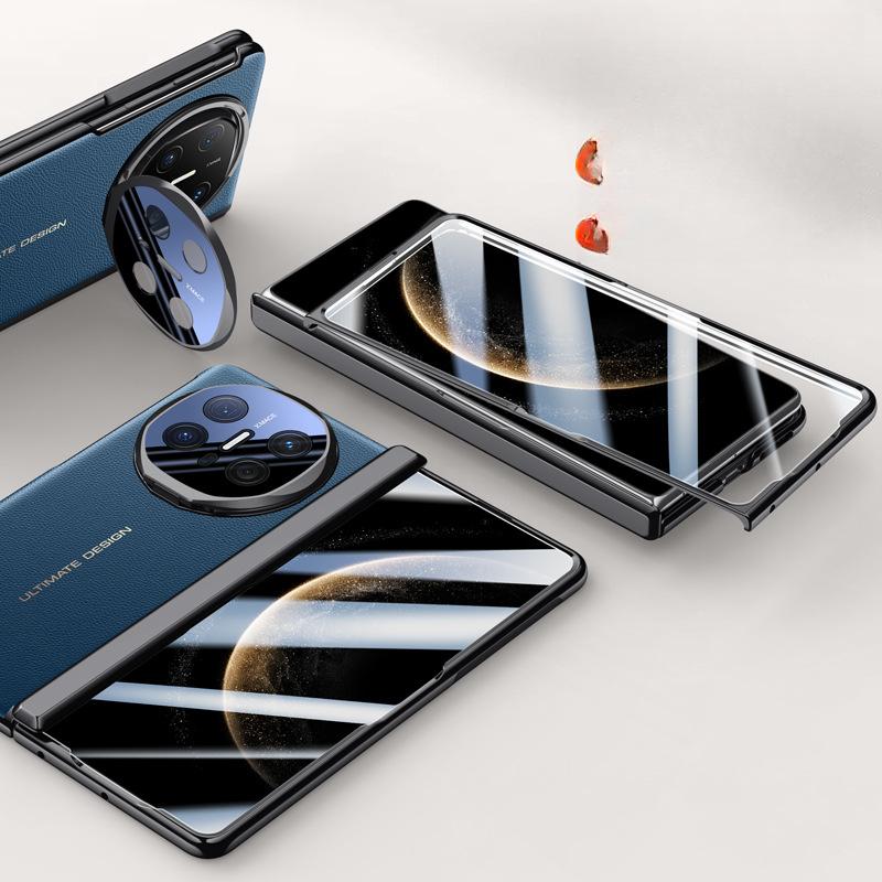 Huawei Matex6 Phone Case Film Integrated Electroplated Folding Spring Hinge Anti-drop Bracket X6 Men's Plain Leather Case