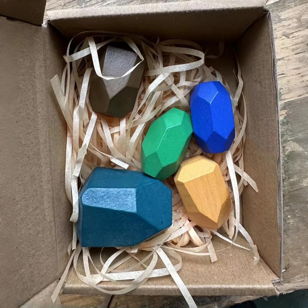 Montessori  Wooden Sorting Stacking Rocks Stones Sensory Toddler Toys Learning Toys Building Blocks Game for Kids Birthday Gifts