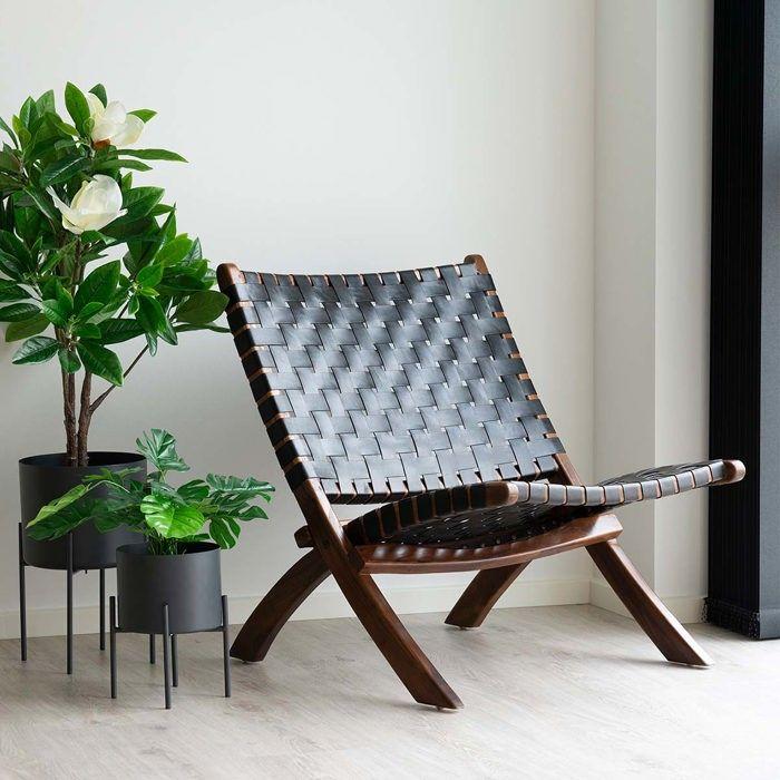 Perugia Fauteuil en cuir, noir.