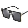 Fashion CE Certified UV400 Sunglasses Big Hexagon Flat Top Mirror Square Design Custom Logo Plastic Women Shades
