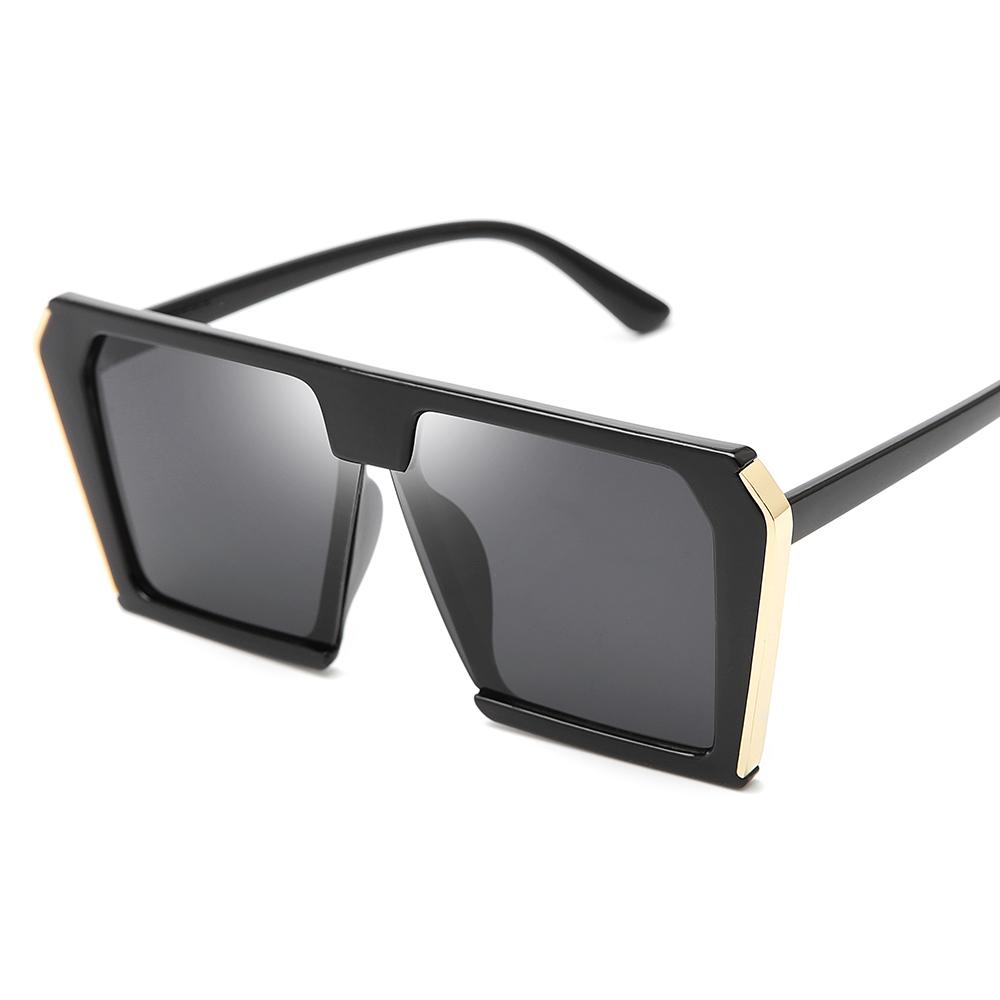 Fashion CE Certified UV400 Sunglasses Big Hexagon Flat Top Mirror Square Design Custom Logo Plastic Women Shades