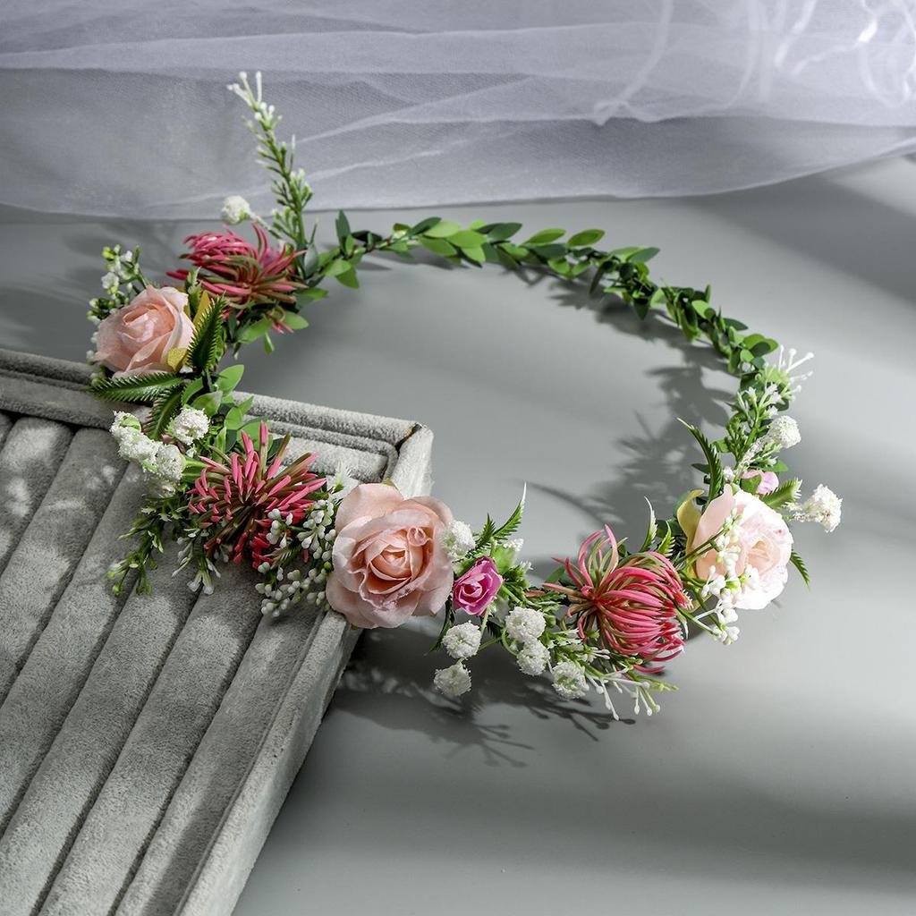 Floral Fabric Wreath Headband for Bridal & Beach Photography