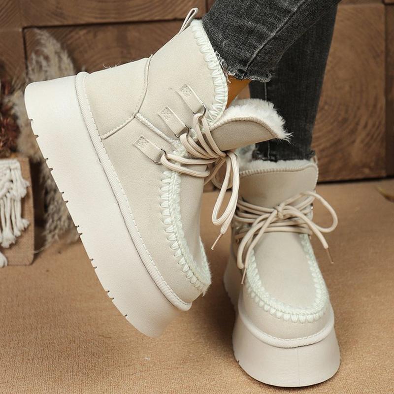 Fashion 2025 Winter Chunky Heel Snow Boots Women Fashion Patchwork Slip On Snow Boots Woman Thicken Short Plush Warm Botas Mujer