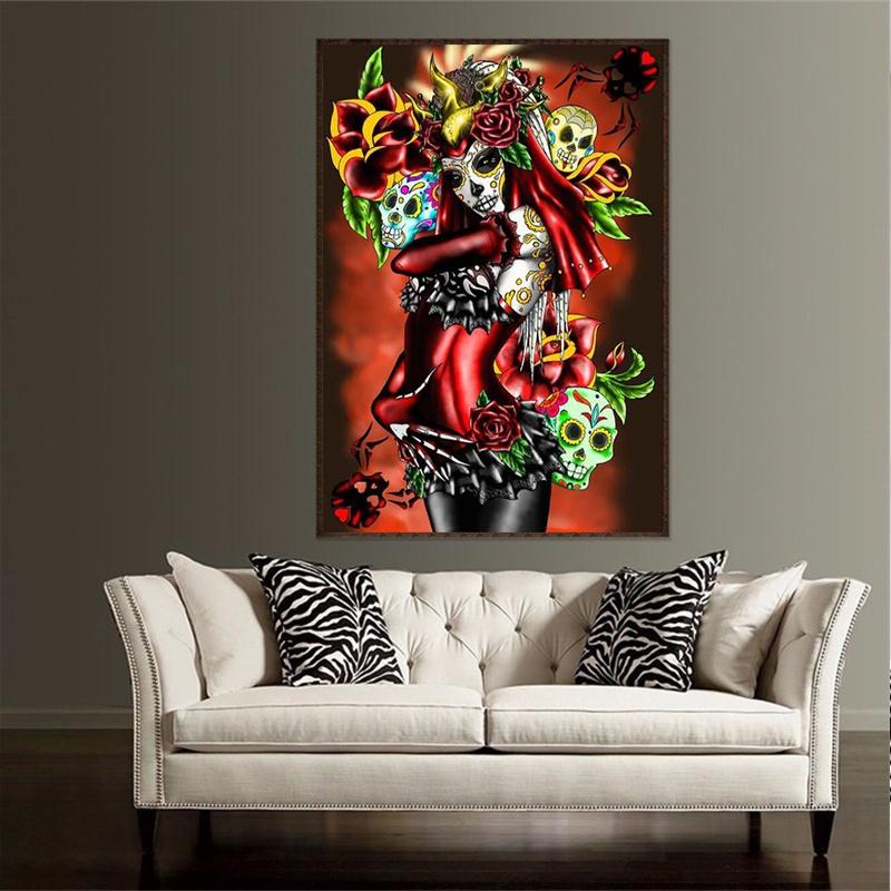 5D DIY Diamond Painting Skull Beauty Embroidery Full Square Diamond Cross Stitch Rhinestone Mosaic Painting