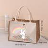 Linen Tote Bag, Large-capacity Cartoon Printed Lunch Box Bag, Hand-held Bag, Waterproof and Versatile