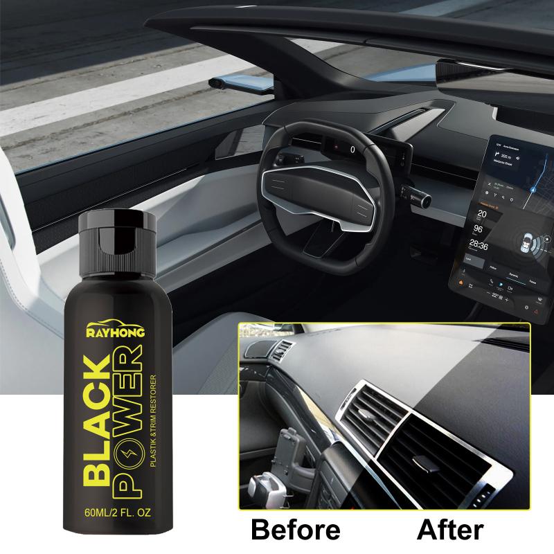 Car Plastic Refresher 60ml Long Lasting Restorer Waterproof Coating for Auto Motorcycle Bumper Dashboard Trim Cleaner