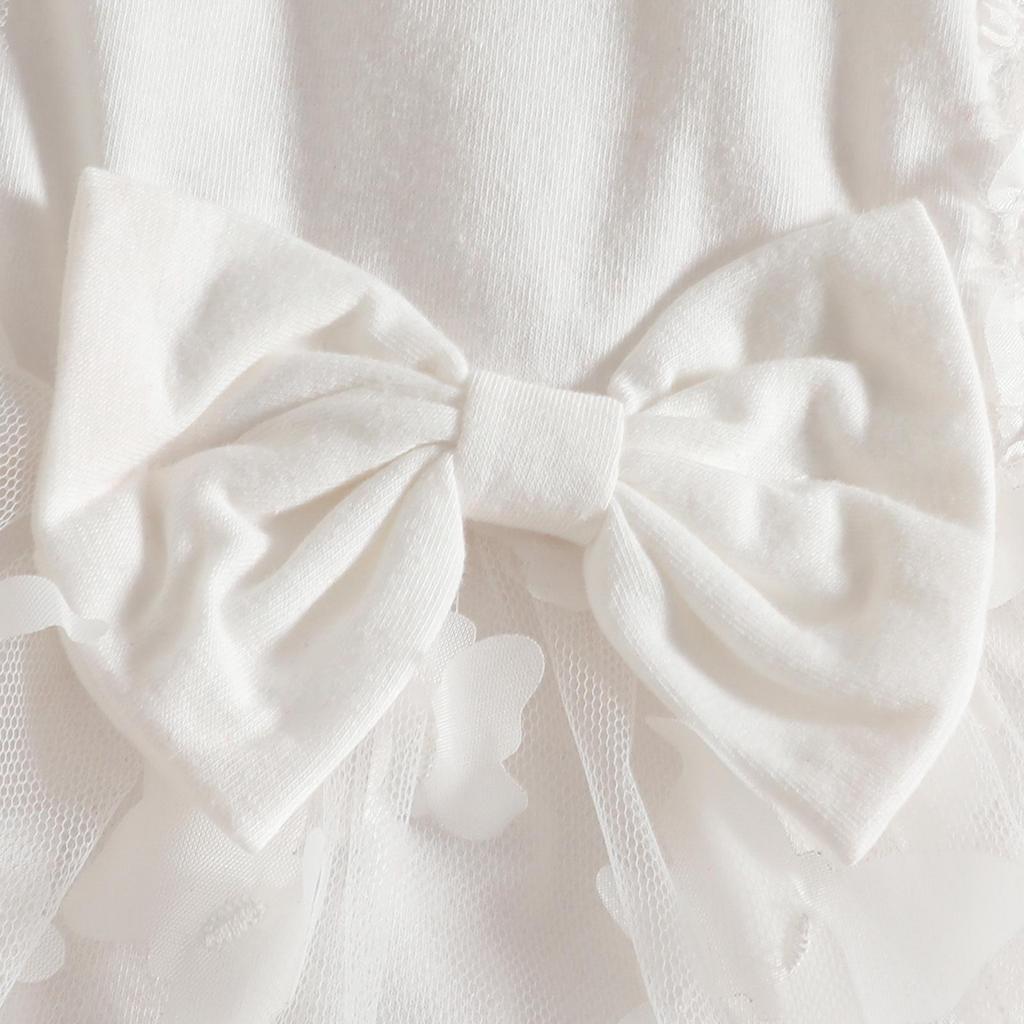 Newborn Baby Girl Applique Mesh Dress with Headband, Autumn/Winter Long Sleeve Knitted Fabric Splice