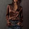 Elegant Women's Long Sleeve Solid Color Satin Shirt - Spring 2026 Collection
