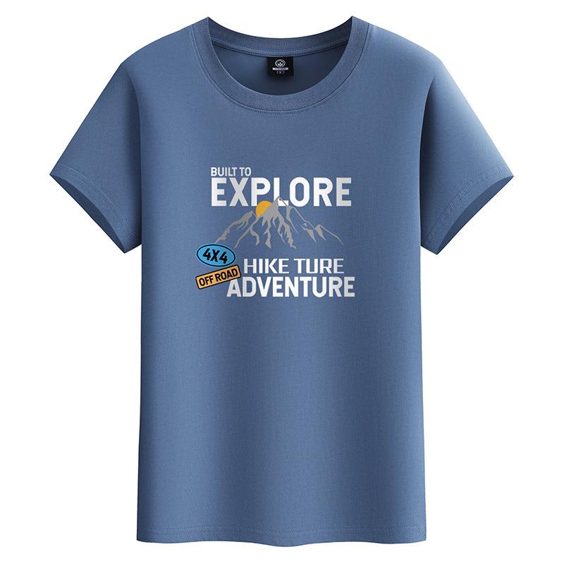 

Explore M-6XL Мужская футболка с короткими рукавами из чистого хлопка с круглым вырезом для мальчиков Повседневная футболка 6XL синий