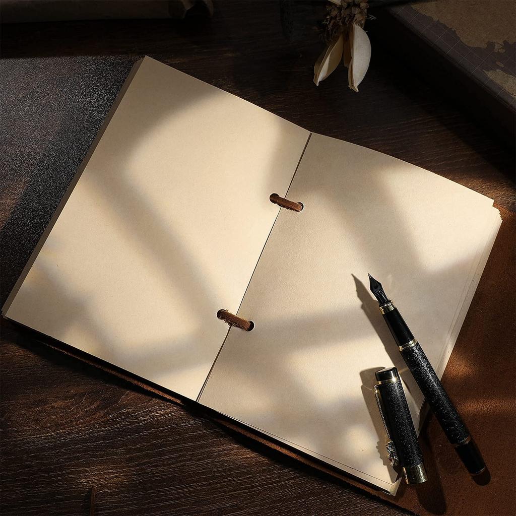 Jojofuny Leather Notebook, Retro Antique Style, Plain, Handmade, Personalized, Diary, Notepad, Planner, Stationery, Gift, Brown
