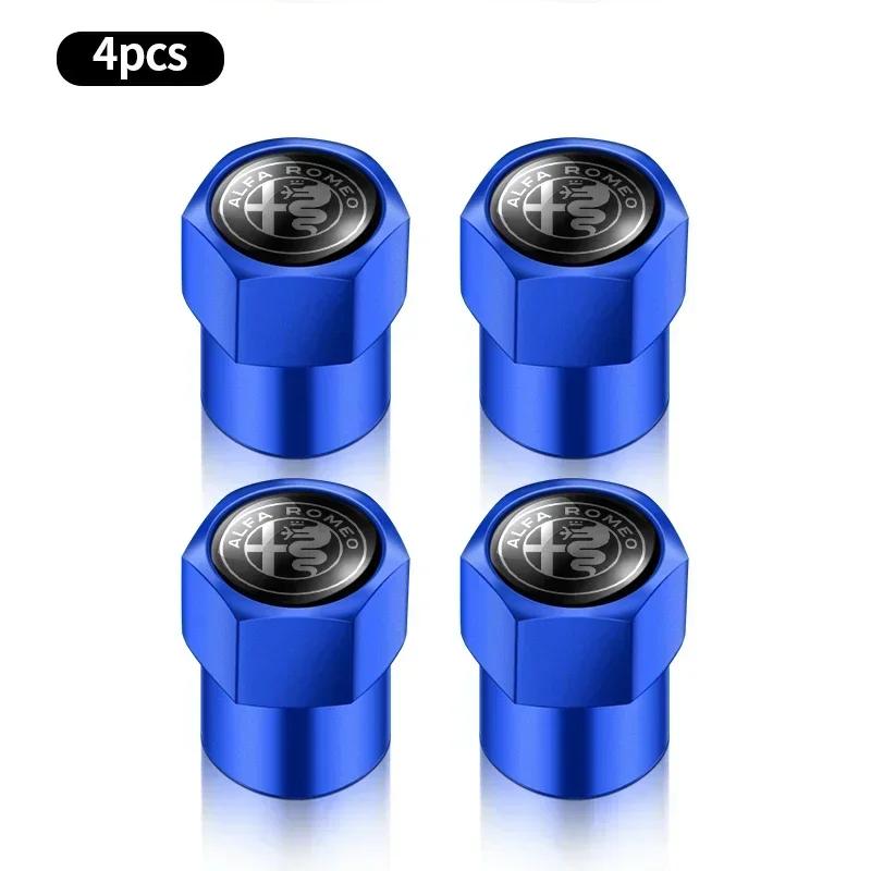 2026 Hot Alfa Romeo 4Pcs 3D Metal Tire Valve Caps Car Tyre Air Stems Cover For Alfa Romeo Giulia Stelvio Giulietta 156 159 147 M