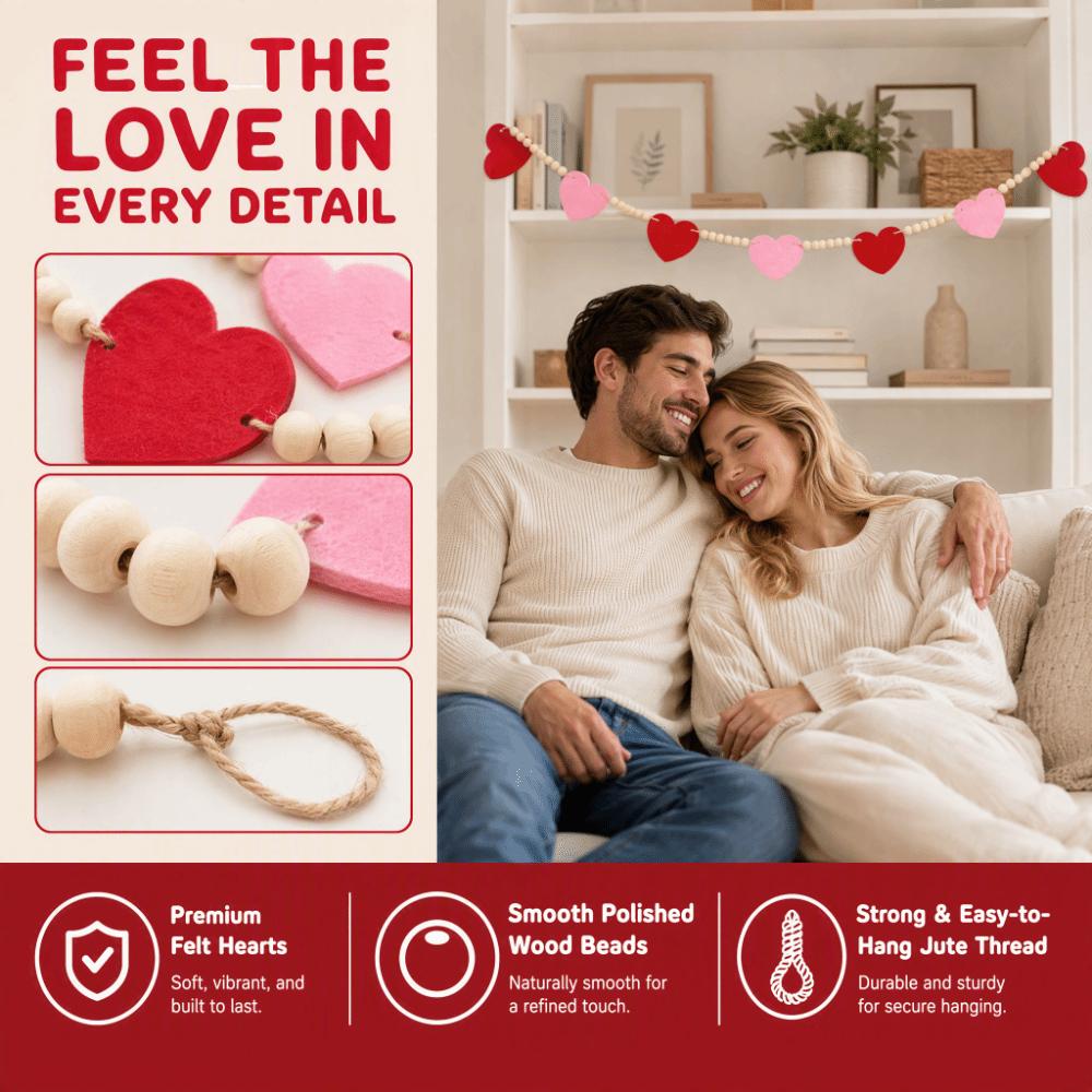 Pre-Made Hanging Loop Wooden Bead Garland Decorative Hanging Ornaments Wedding Anniversary Party