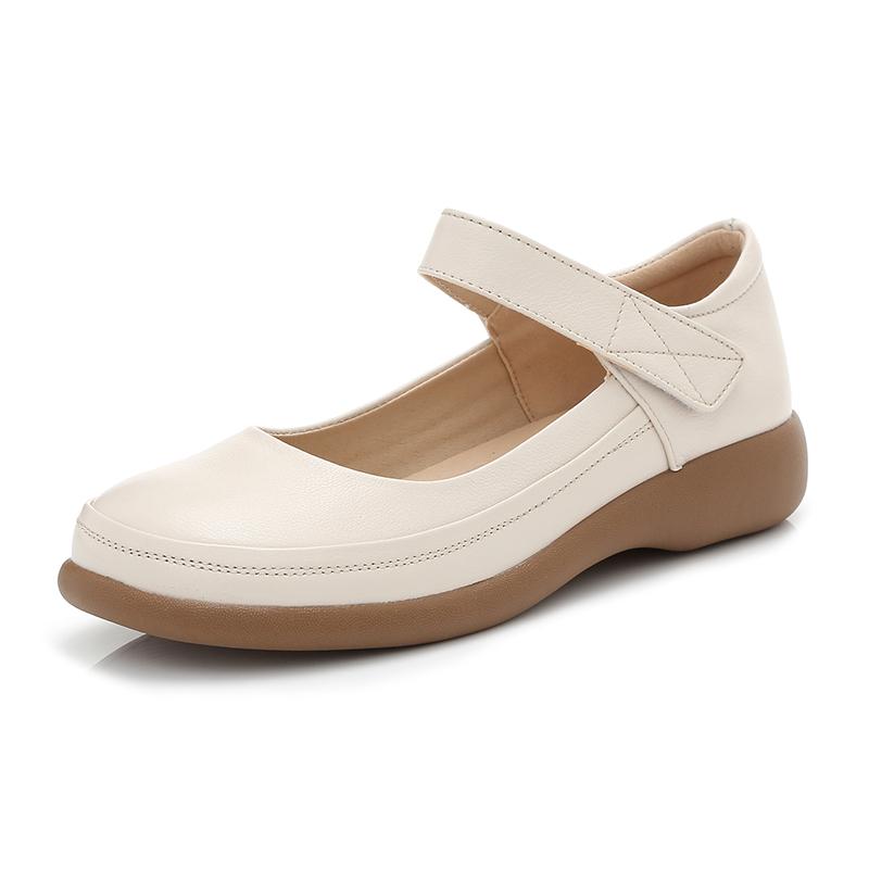 Fashion GKTINOO Genuine Leather Flats Mary Jane Women's Shoes Summer Soft Sole Hollow Mother's Shoes Anti-slip Sandals Large Size 43