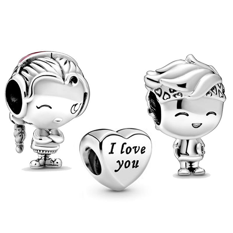 3pcs /Lot Family Series Boy Girl Grandparents Beads Pendant Fit Original Brand Charm Bracelets Necklaces For Women Jewelry Making