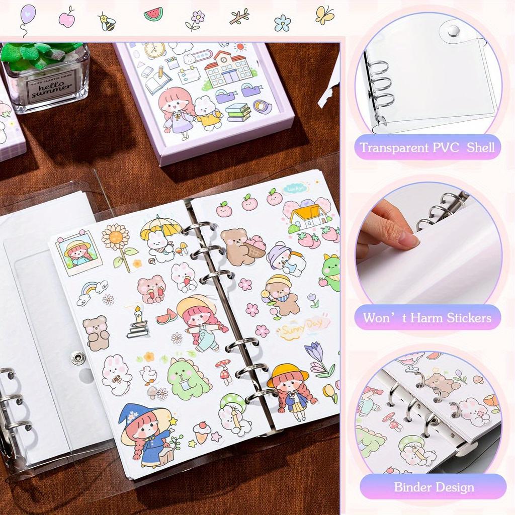 Reusable Sticker Book Collecting Sticker Binder 40Sheets + PVC Transparent Shell Collection Album for Collecting Labels Book Storage(1 Piece, A6/A5)
