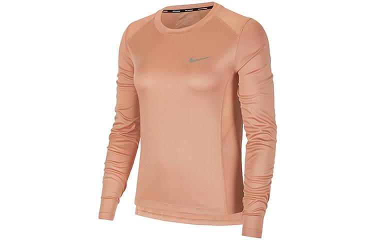 Nike T Shirts Women s Rose Gold Crew Neck Moderate Straight Fit AT4193-605 L