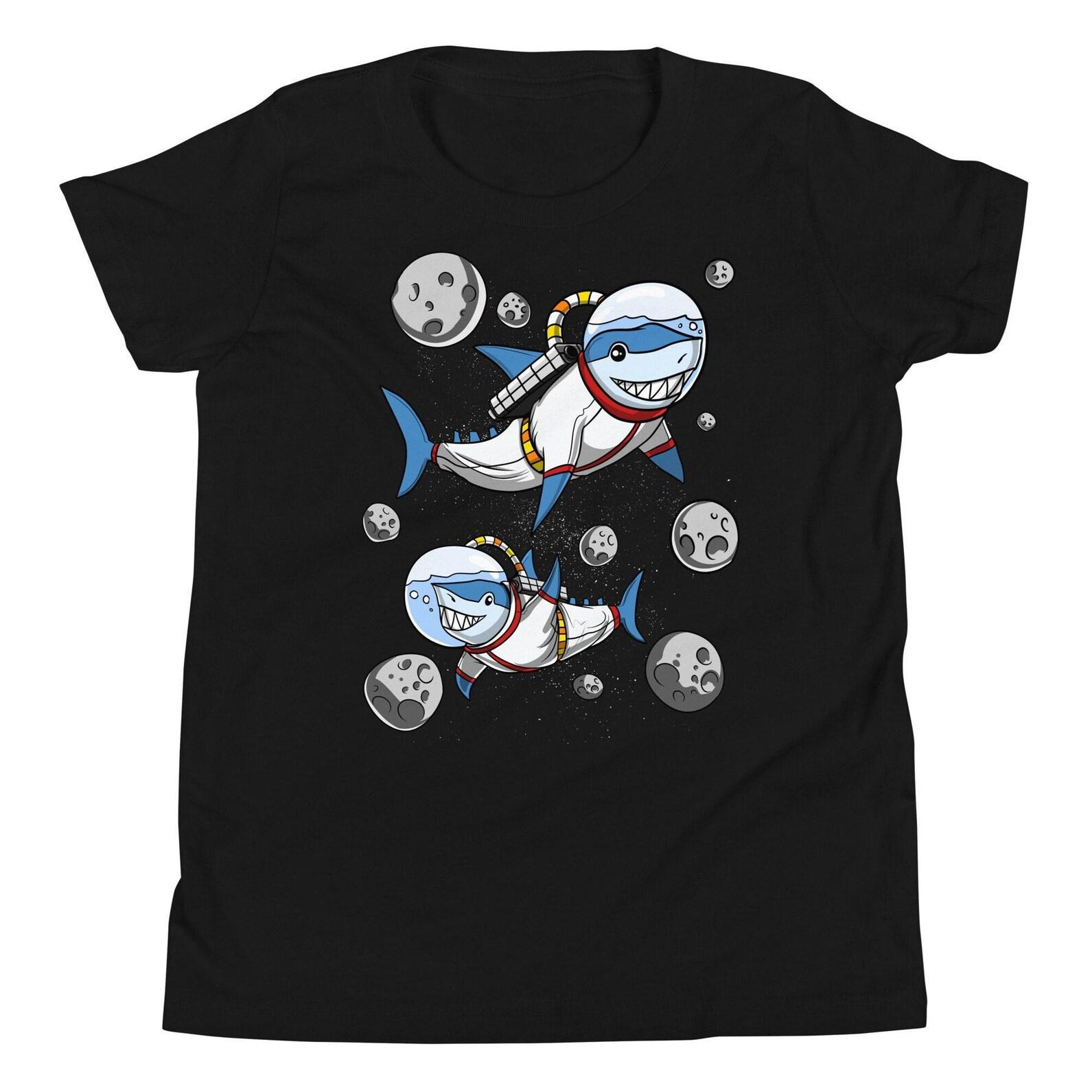 Shark Space Astronaut Kids Shirts, Funny Shark Boys T-Shirts, Shark Clothing, Kids Shark Tees, Shark Apparel, Funny Shark Outfit 110