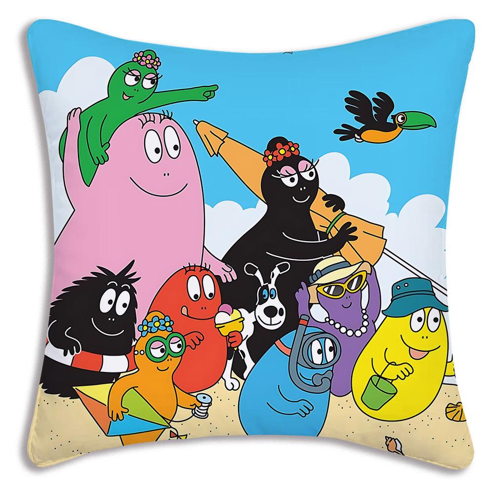 Anime B-Barbapapas Pillow Covers Cartoon Sofa Decorative Home Double-sided Printing Short Plush Cute Cushion Cover