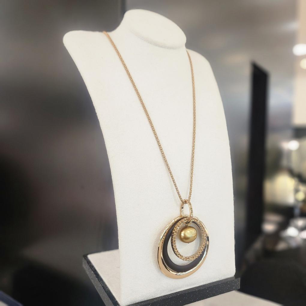 Atria Oval Freshwater Wood Ring N Necklace MRNNEFR0005BRF