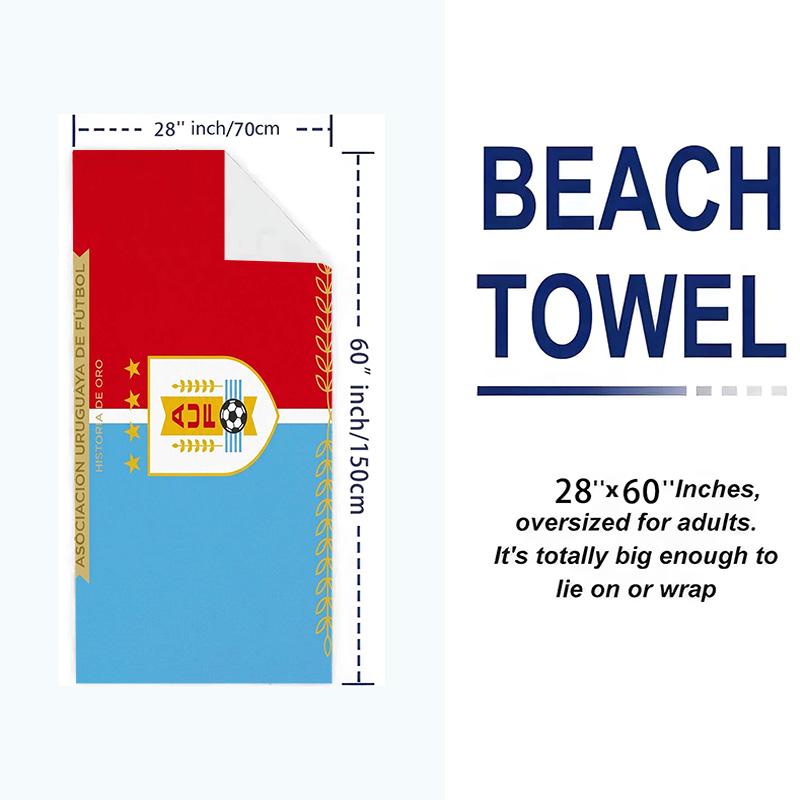 Uruguay Celeste Football Print Beach Towel, Large Soft Quick Dry Towel for Beach Camping Swimming