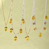 Nivora Resin Fruit Lemon Pendant Necklace For Women Imitation Zircon Stainless Steel Zircon Handmade Strand Beads Choker Zircon