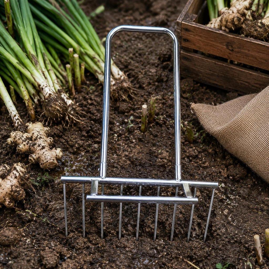 Garlic Digging Fork Heavy Duty Agricultural Implement for Farmers, Gardeners, Field
