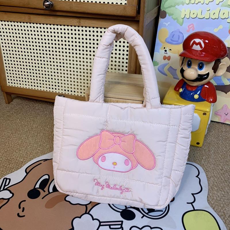 Cute Down Cloth Handbag Women's New Daily Commuting Large-capacity Tote Bag Cotton-filled Cartoon Shoulder Bag