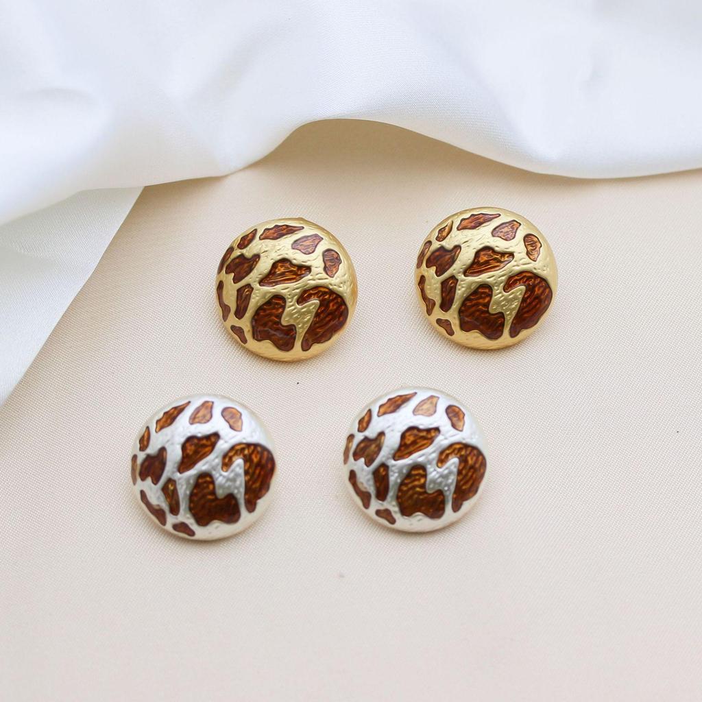 Y2K Style Leopard Print Retro Stud Earrings for Autumn/Winter