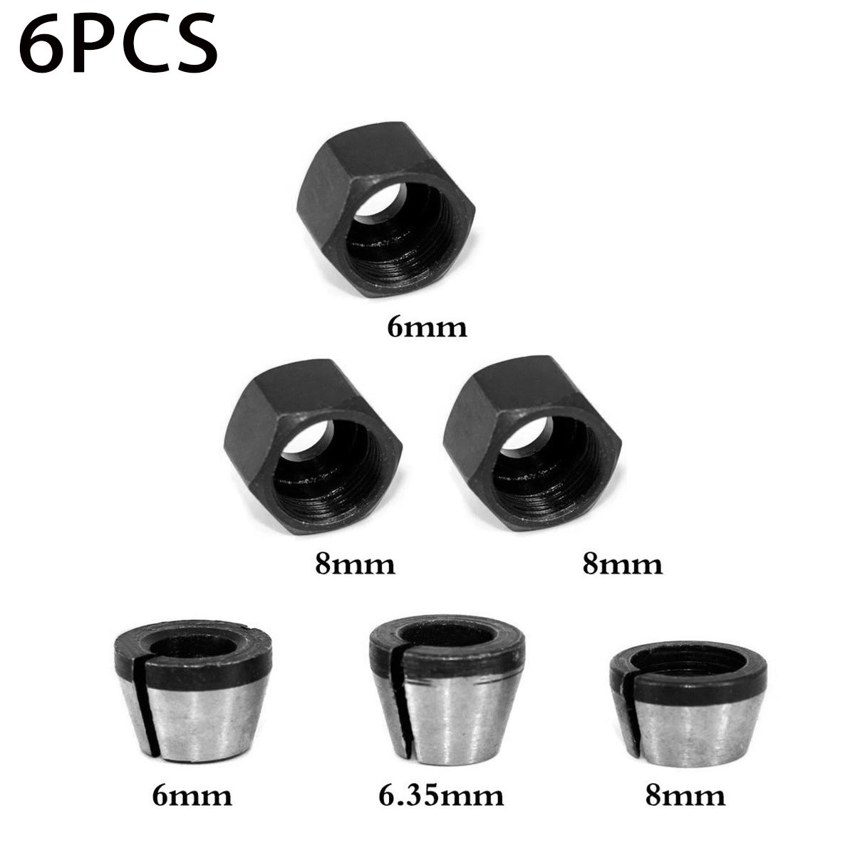 

8/6 шт. цанговый адаптер для фрезерного станка 6/6,35/8 мм цанговый патрон для триммера аксессуары для фрезерных фрез инструмент для гравировального станка 6PCS Type2