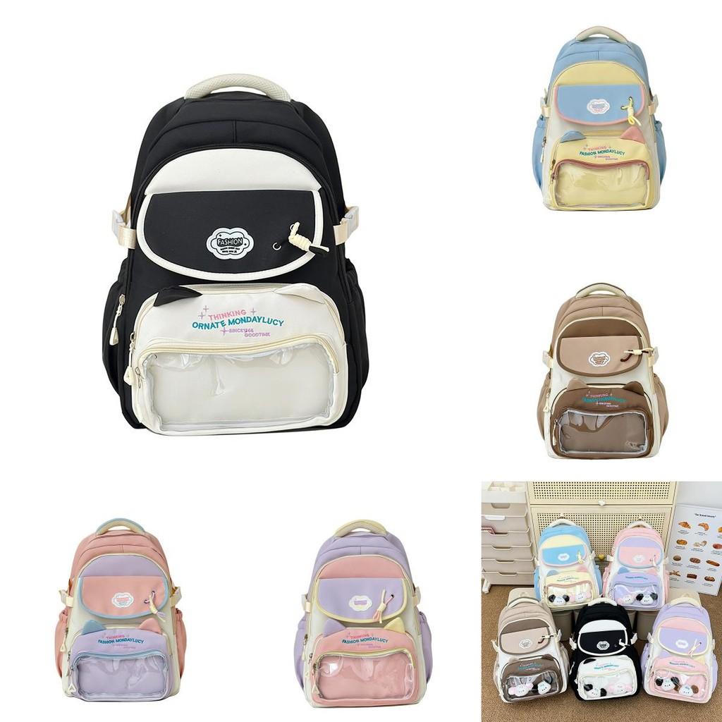 Backpack Large Capacity With Cats Ears And Letter Embroidery Design Daily For