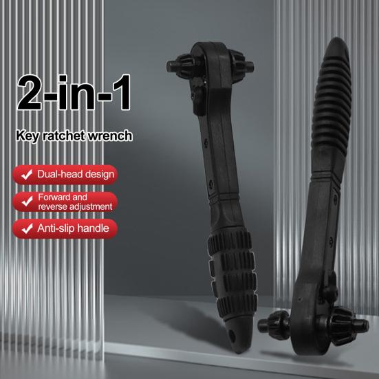 Universal Ratchet Drill Chuck Key Wrench Non-Slip Handle Ergonomic Design 2-in-1 Double Head Spanner Repair Wrench Tool
