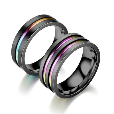 Zubehör :Titan Stahl Männer Neue Schwarz Farbe Zwei-Farbe Ring Europäischen Und Amerikanischen Mode Edelstahl Liebhaber Ring